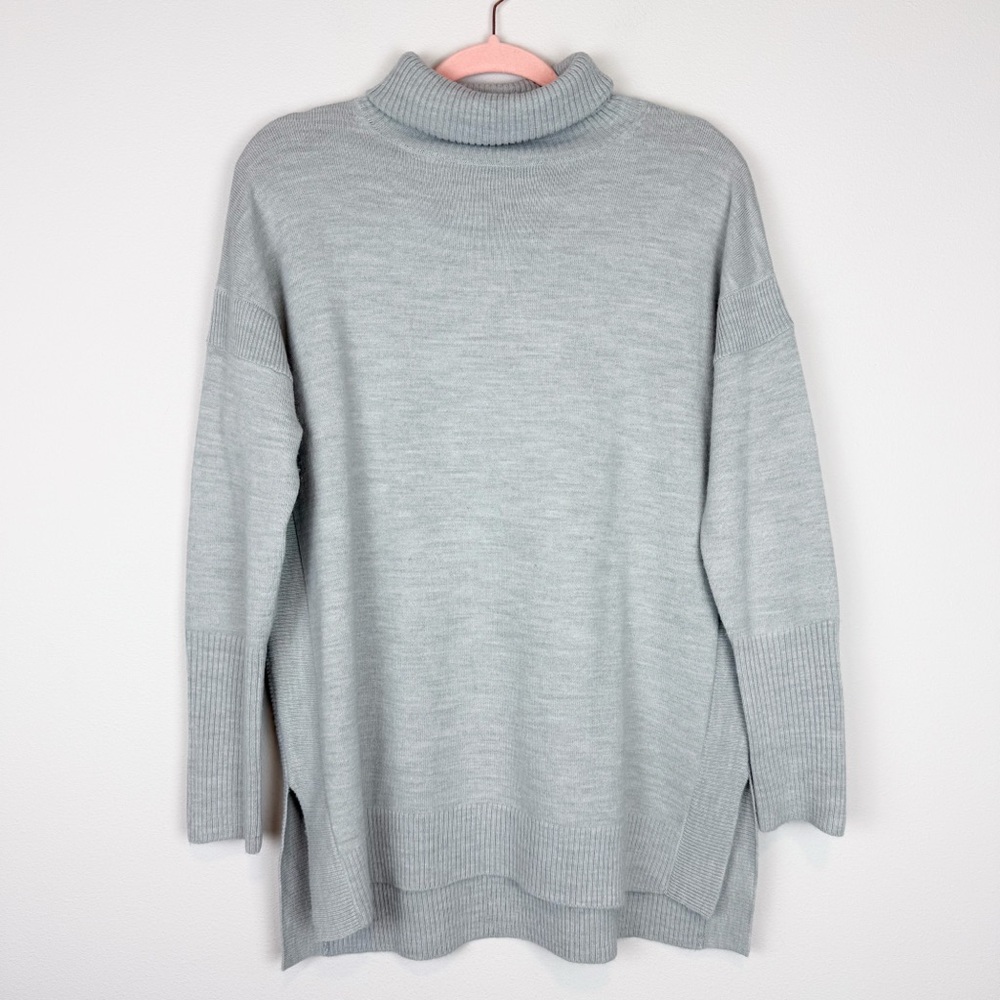 French Connection Gray Long Sleeve Soft Turtleneck Sweater Tunic Size XS
